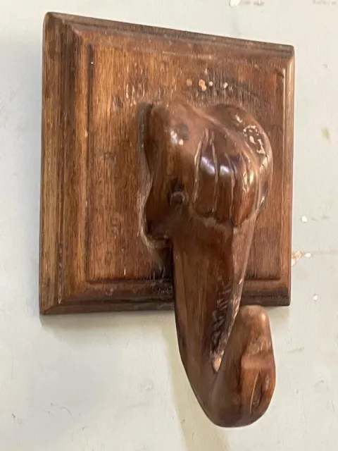 Vecchio Vintage Indiano Raro Mano Intagliati IN Legno Elefante Figura da Parete