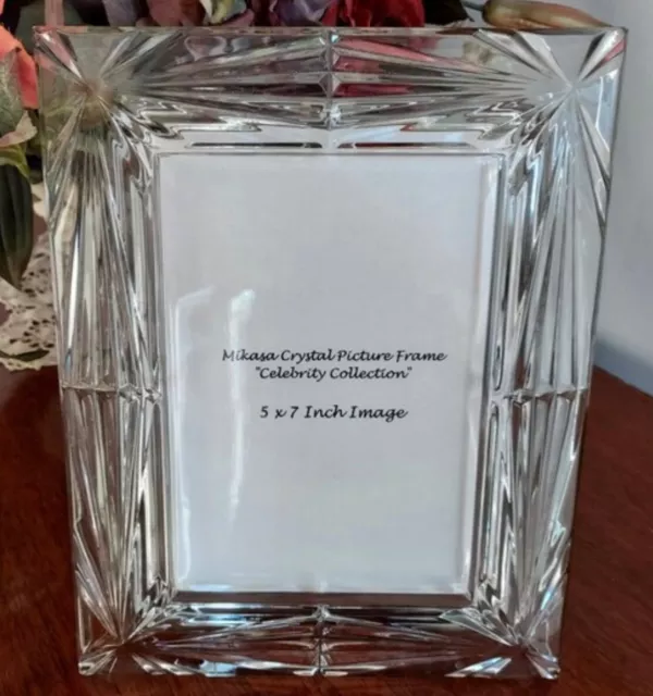 Mikasa glass Celebrity Crystal picture frame 5x7 self-standing