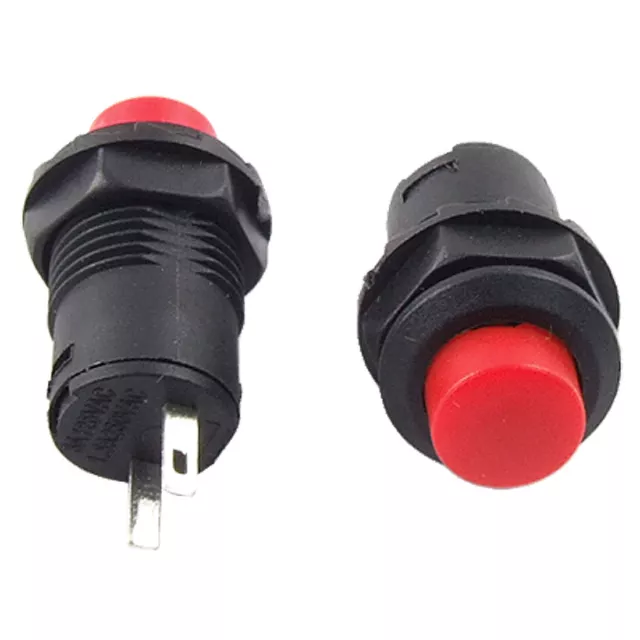 10 x AC 125V/3A 250V/1.5A SPST OFF(ON) N/O Red Cap Momentary Push Button Switch