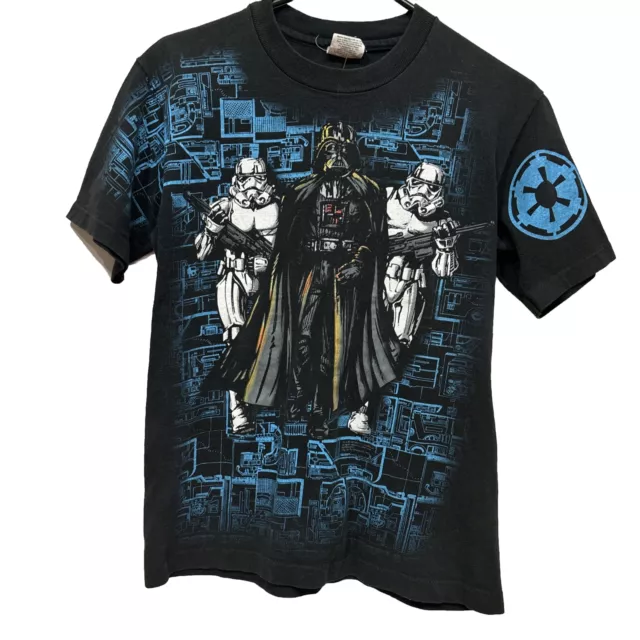 Vintage Star Wars Darth Vader Stormtrooper AOP T-Shirt Youth LARGE Single Stitch