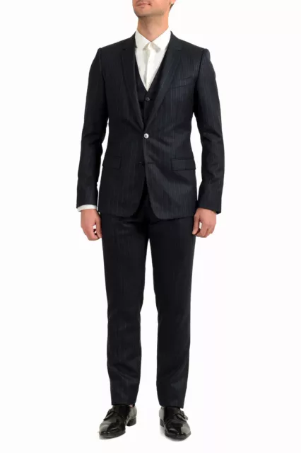 Dolce & Gabbana Men's "Martini" 100% Wool Striped Two Button Three Piece Suit