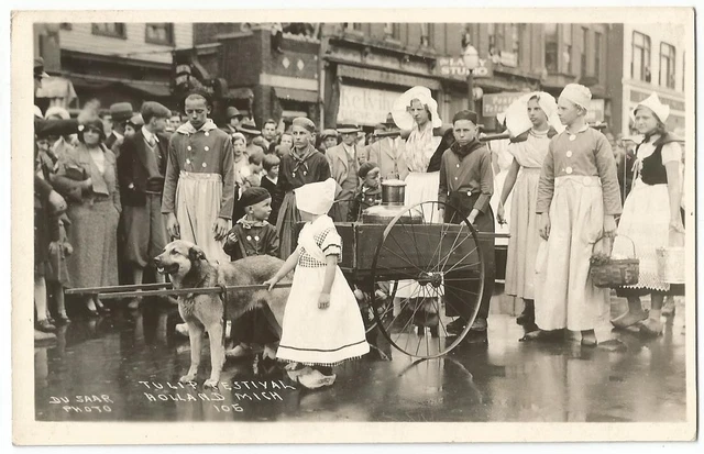 Holland Michigan MI ~ Downtown Tulip Festival RPPC Real Photo 1930's