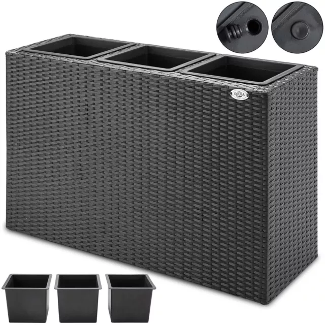 B-Ware Polyrattan Pflanzkübel 3er schwarz Garten Blumen