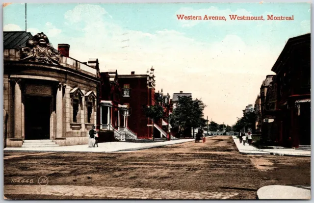 1909 Western Avenue Westmount Montreal Canada Mainroad Antique Posted Postcard