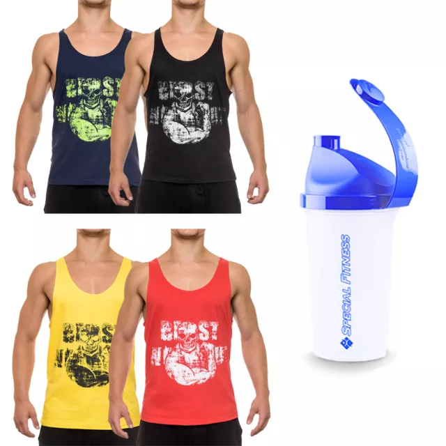 Bodyworks Bodybuilding Stringer Tank Top "SKULLHEAD Used" + SHAKER für Training