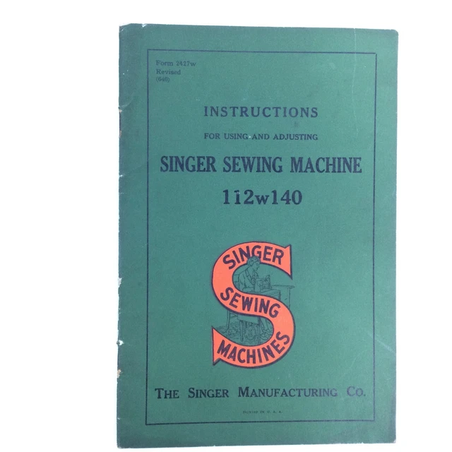 VINTAGE SINGER 112W140 Sewing Machine Instruction Manual 30.30 PicClick