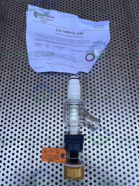Chemglass CG-1968-GL-240 Zero Dead Space Valve 2" Beaded Pipe Torque Knob