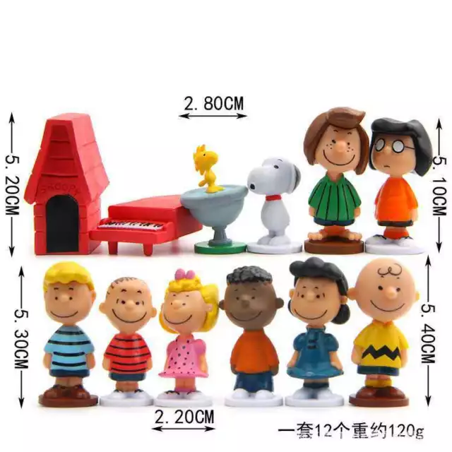 Die Peanuts Figuren 12 Stk. Sammlung Charlie Brown Snoopy Linus Comic Serie Doll