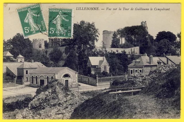 cpa 76 - LILLEBONNE (Seine Maritime) Vue sur les TOURS du CHÂTEAU