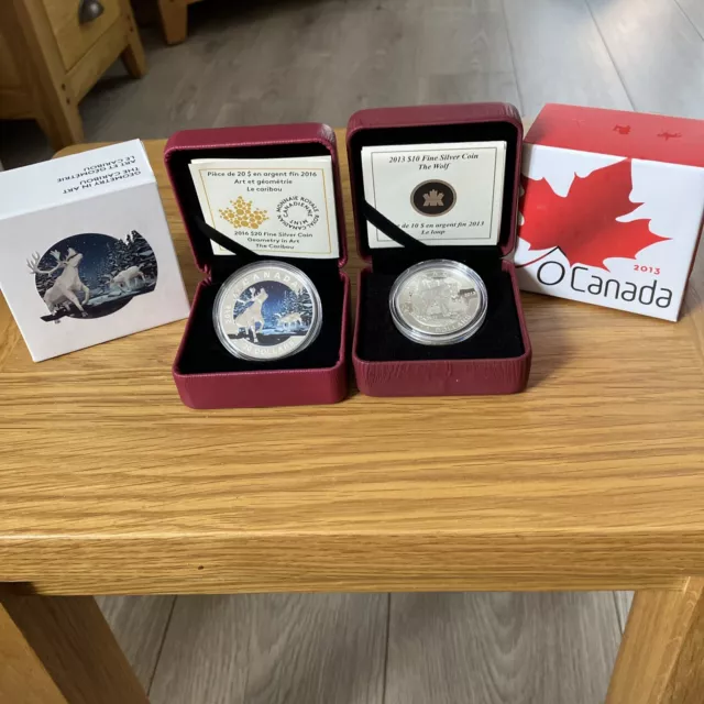 Choose Royal Canadian Mint 99.9% Fine Silver $20 Caribou & Wolf $10Coin with COA