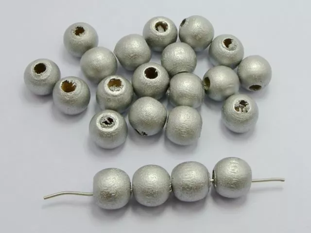 100 pcs Silver grey 12mm(1/2") Round Wood Beads~Wooden Beads