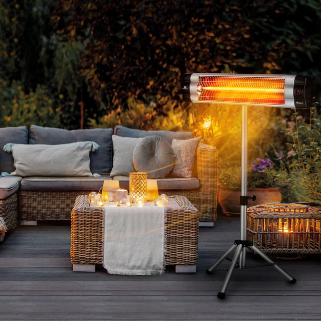 TRESKO Heizstrahler 2500W Infrarotstrahler Terrassenstrahler Wärmestrahler Timer 6