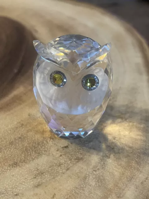 Swarovski Crystal Woodland Friends 2" Owl Figurine Sparkling Citron Eyes