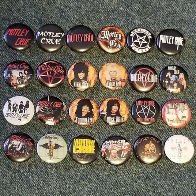 Motley Crue 1" Button Pin Set of 24 - Shout At The Devil Girls Girls Girls - New