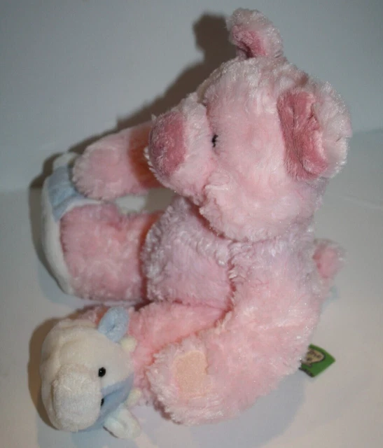 Mine Alone Pig Pink Baby Plush Piglet 11" Stuffed Cow Slippers Farm Animal Toy