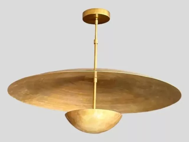 1950's Mid Century Modern 3 Pendant light Brass Italian Sputnik Fixture Lights