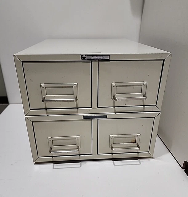 LOT OF 2 Stackable Steelmaster 3X5 Index Card Catalog File 2 Drawer