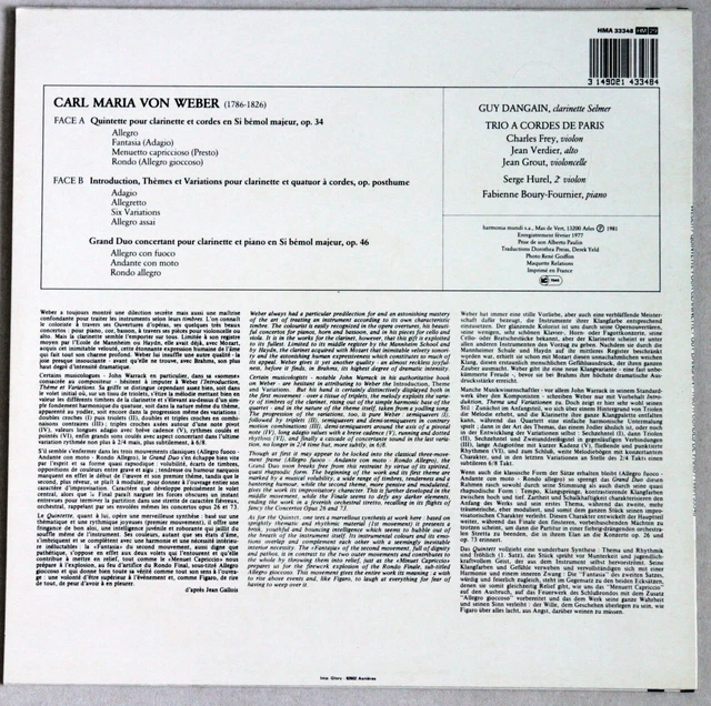 QUINTETTE HMA 33348 WEBER pour cordes et homme DANGAIN LP