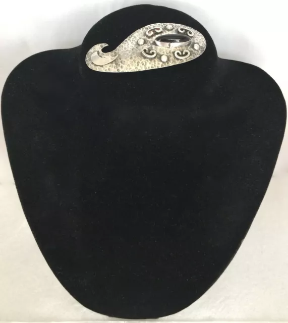 Broche/Pendentif Ethnique/ Argent Martele/ Fonte De Verre/ "Poisson"/Annees 1970
