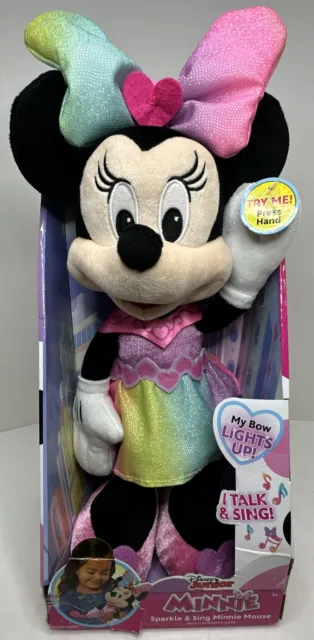 Minnie Mouse Sparkle & Sing 13" Plush w/ Lights New w/ Box Talking Disney Junior