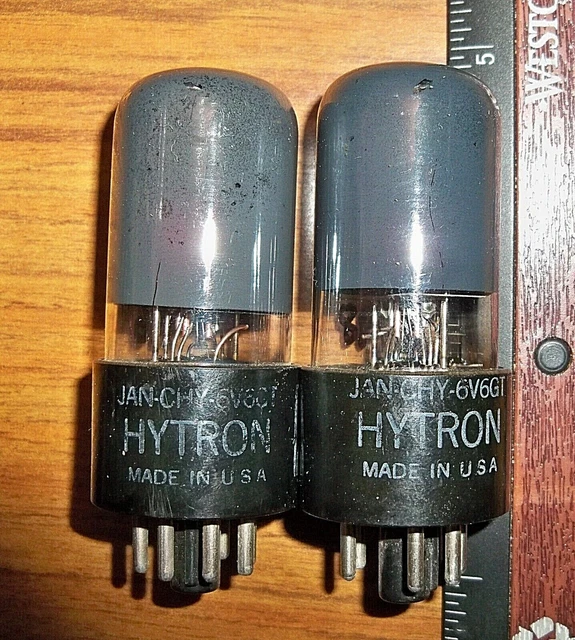 2 Strong Matched HYTRON Gray Glass JAN-CHY-6V6GT Military Issue Tubes