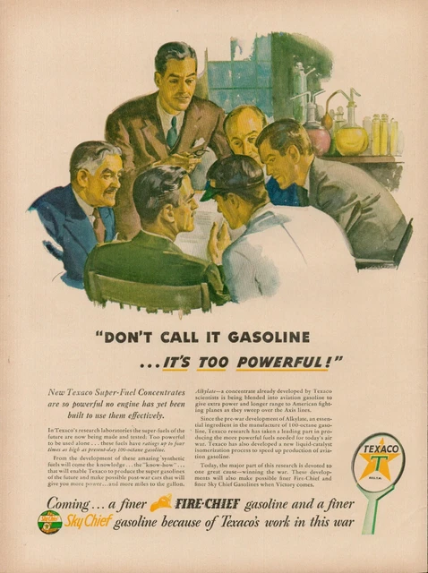1944 Gas Oil Texaco Gasoline 40s Vintage Print Ad Fire Sky Chief Service Station