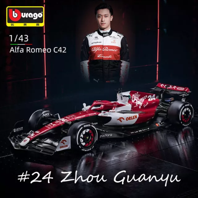 BBURAGO 1:43 2022 Alfa Romeo FORMULA 1 F1 C42 #24 ZHOU Guanyu F1 Model Car Toys