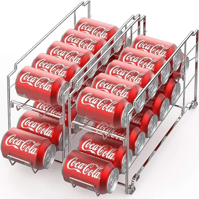 2 Pack Stackable Beverage Soda Can Dispenser Rack Storage Organizer Holder Shelf