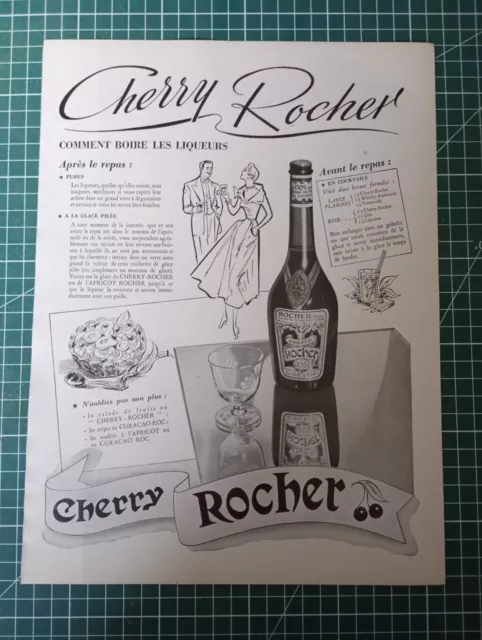 1366 belle Publicité circa 1960 liqueur Cherry Rocher