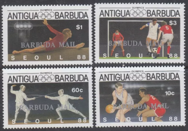 BARBUDA Sc#890-3 CPL MNH SET - ANTIGUA OVERPRINTED 1988 SUMMER OLYMPICS in SEOUL