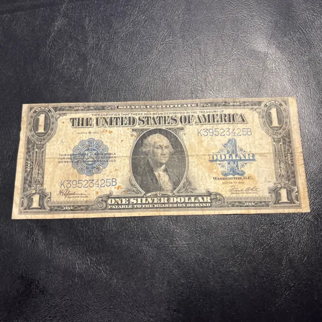 1923 One Dollar Bill Blue Seal Silver Certificate $1 Large Note • K39523425B