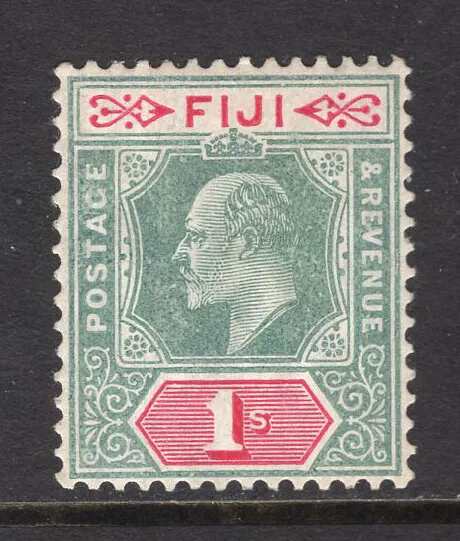 M24141 Fiji 1909 SG117 KEVII: 1/- green & carmine. LMM, Cat £35