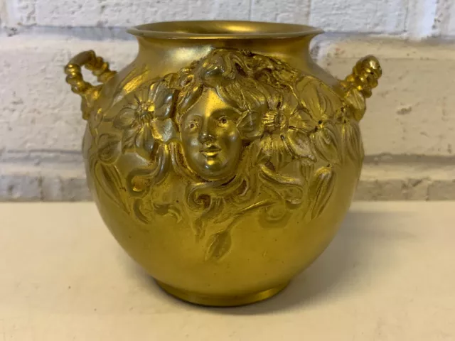 Antik Französisch Jugendstil Vergoldetes Bronze Alexandre Vibert Vase W / Damen