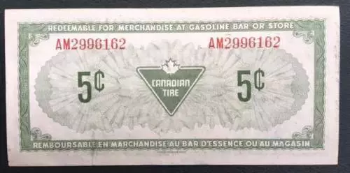 Canadian Tire Coupon Transferred Serial # AM2996161 on AM2996162 2