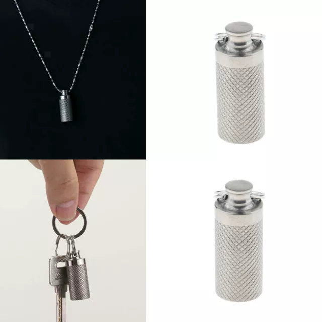 2x Wasserdichte Pillenbox Etui Halter Behälter Kapsel Flasche Schlüsselanhänger Schlüsselring 2
