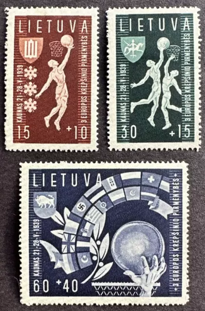 Lithuania 1939 SC# B52-B54 Set of 3 MH OG Basketball