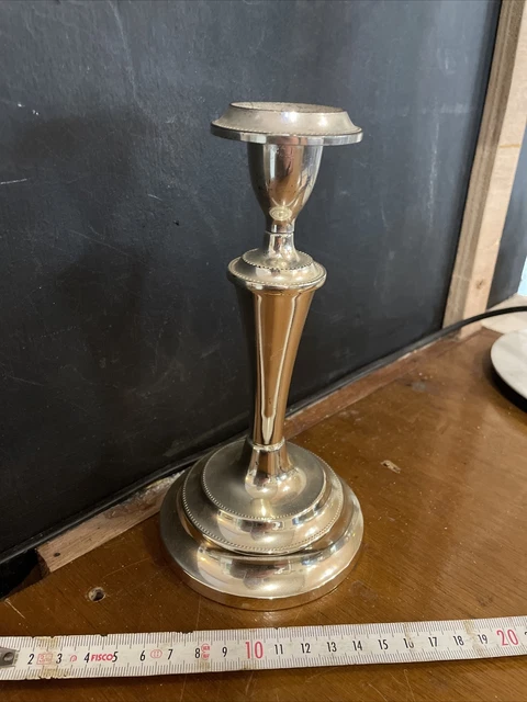 English Silverplated Candlestick stamped IANTHE  Tall Candle Holder EE