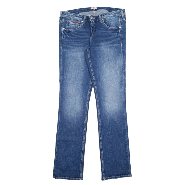 Jeans TOMMY HILFIGER SANDY blu denim sottili pietra dritta lavaggio donna W32 L32