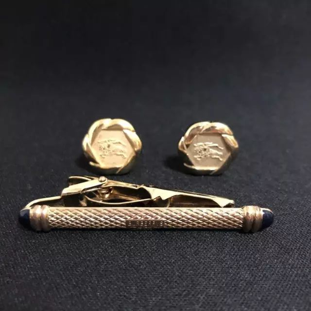 burberry tie clip silver x gold logo no box Used Japan