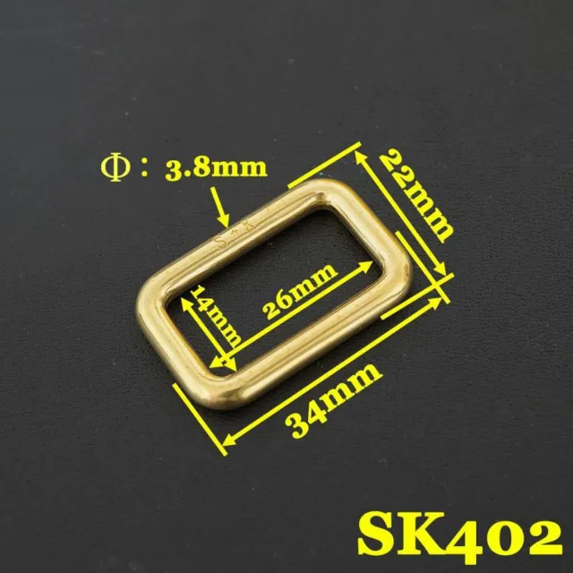 2X Solid Brass Rectangle Buckle Slider Bar Strap Luggage Accessor bag parts SK4