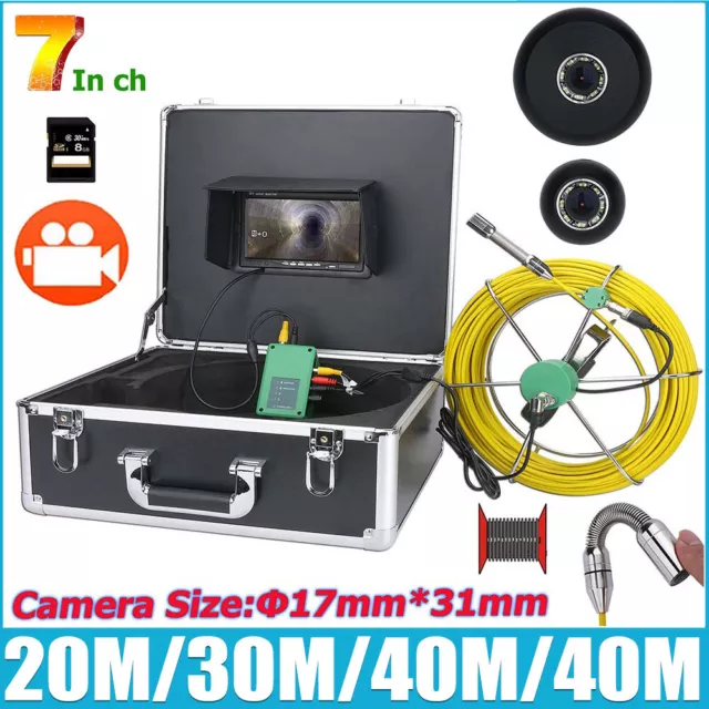 7" DVR 17mm Industrial Pipe Sewer Inspection Video Camera System IP68 1000 TVL