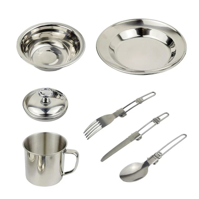 6 in 1 Portable Tableware Mess Kit with Bowl   Cup for Picnic BBQ Hiking
