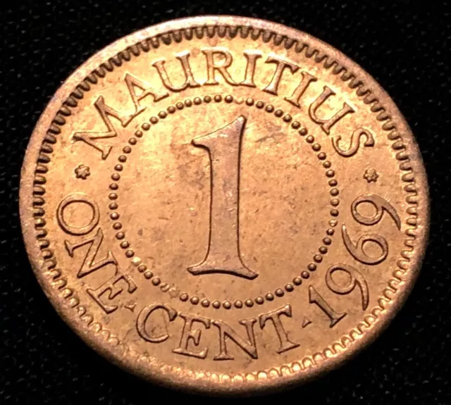 Mauritius 1 Cent 1969. World Coin. Queen Elizabeth's 1st Portrait KM 31