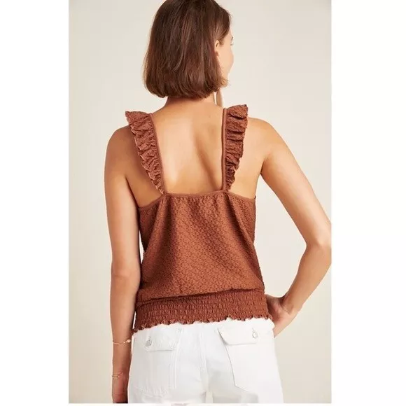 NWT Anthropologie Marisol Ruffled Halter Top Brown Size XL