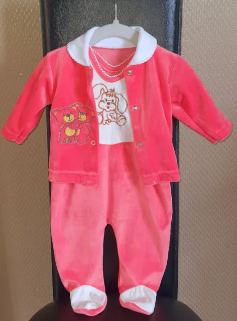 Baby Coral Velour Set - Up To 3/4 months - 62