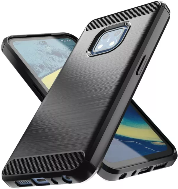 For NOKIA XR20 CARBON FIBRE CASE SHOCKPROOF SLIM HEAVY DUTY BLACK PHONE COVER