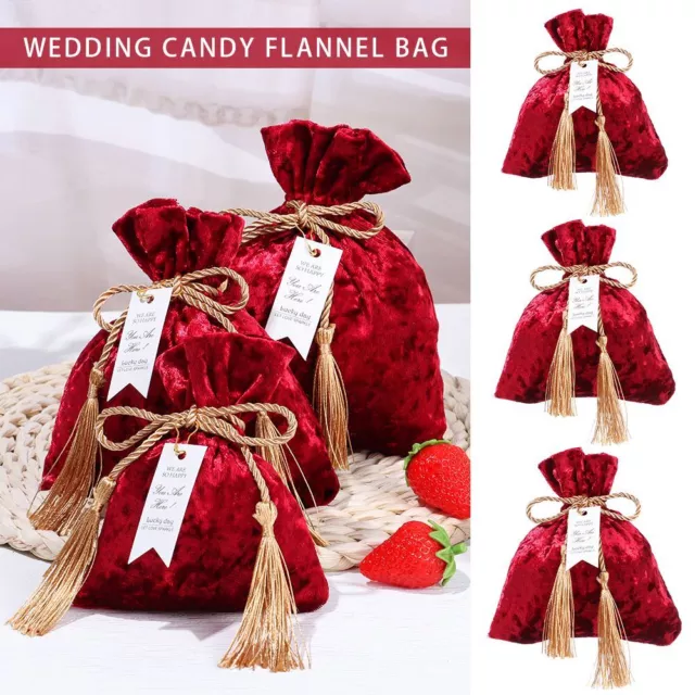 Trendy Wedding Party Candy Pouches Drawstring Pocket Velvet Candy Bag Gift Bags