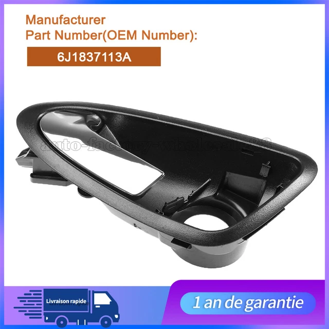 Poignée Intérieure Grise Porte Avant Gauche Pour Seat Ibiza IV (2008–2017) – Compatible Référence OEM 6J0837113A
