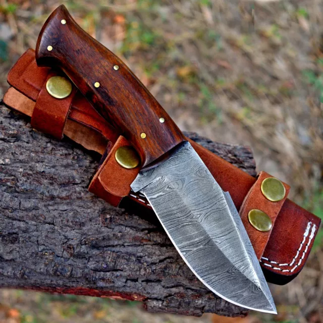 Custom Handmade Skinning Hunting knife Fixed Blade Skinner knives outdoor 8"