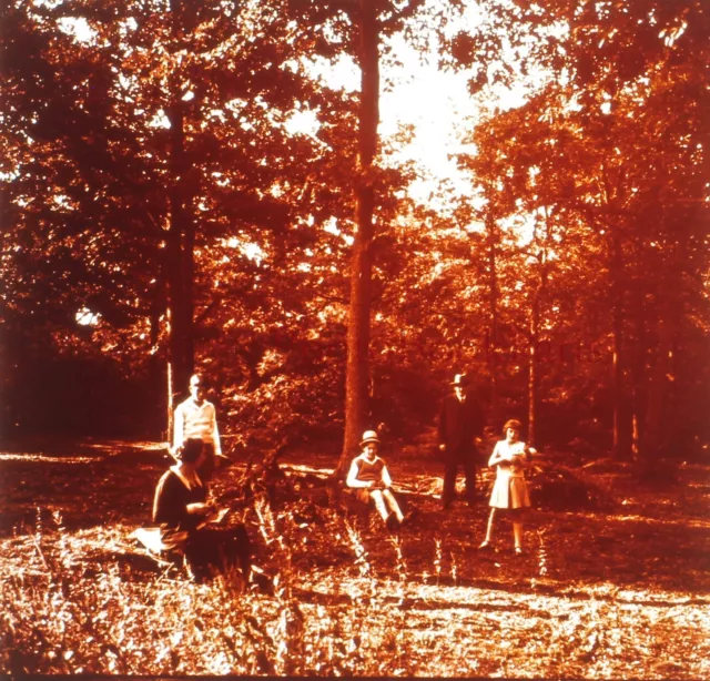 Famille Paysage c1930 Photo Plaque verre Stereo Vintage V33L18n14
